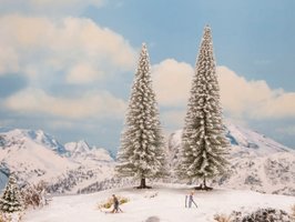 Verschneite Tannen 2 Stück, 16 und 18 cm